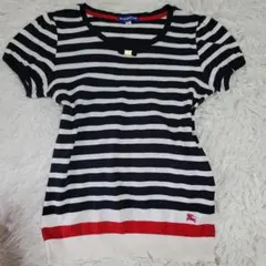 BURBERRY BLUE LABEL コットン ホースロゴ 黒白ストライプ