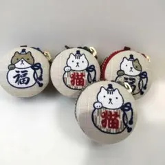 マカロンポーチ４個セット　猫とひょうたん　ハンドメイド