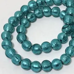 bm275/new！ランプワークビーズ◇ブルーグリーン　約8mm 1連