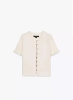 【新品・未使用】ZARA フリルニットカーディガン アイボリー S