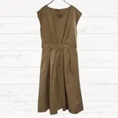 【アクアガール】ノースリーブワンピース M ベージュ バックジップ 3735のサムネイル