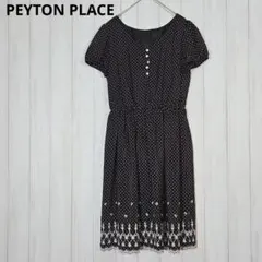 ペイトンプレイス ワンピース ドット 刺繍 Mサイズ フレアスカート 黒白