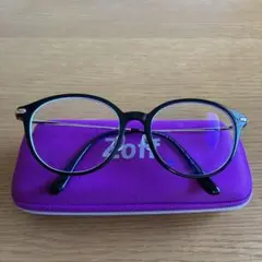 Zoff オーバル型メガネ 紫ケース付き