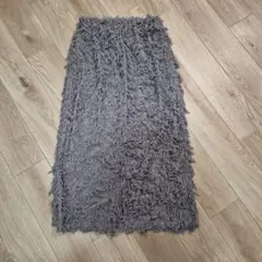 しまむら フリンジデザイン グレー タイトスカート総ゴム