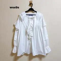 美品 wee9s big collar frill blouse ホワイトのサムネイル