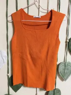 GU リブニット ノースリーブ オレンジ Mサイズ