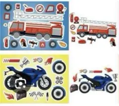 はたらく乗り物 ステッカー 8種類 パトカー 救急車 消防車 パズル