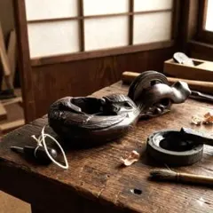 ESV82木製 墨壺 鶴亀彫刻 古道具 大工道具 縁起物 工芸品 2026年最新】鶴亀墨壺の人気アイテム - メルカリ