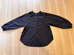 レースお花刺繍2WAYパール釦ブラウス／ナノユニバース（ネイビー）