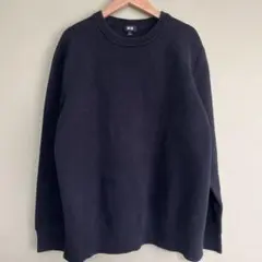 UNIQLO 可水洗米蘭諾羅紋圓領衫 黑色 XL尺寸