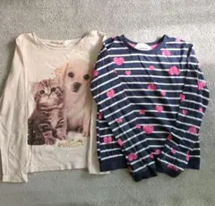 H&M 動物プリント ストライプ長袖カットソー 122/128