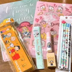 文房具　まとめ売り　鉛筆　下敷き　消しゴム　定規　のり