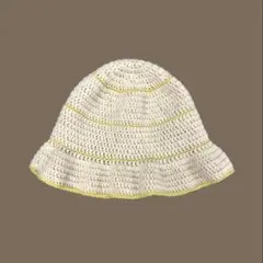 手編み帽子★クラッシャーハット　ハンドメイド　ひらひら帽子