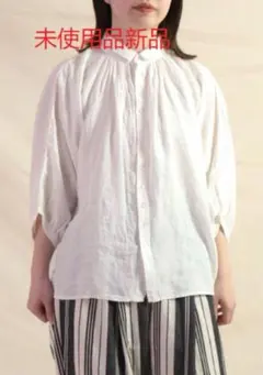 新品Brocante/ブロカント]リネンキャンバス グランシャツ(ホワイト, 2