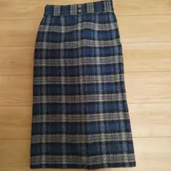 ブルー系チェック柄タイトスカート