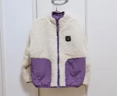 未使用　リバーシブル　ボアジャケット アイボリー/パープル 120cm