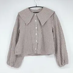 ZARA ザラ ギンガムチェック ビッグカラー ブラウス Sサイズ