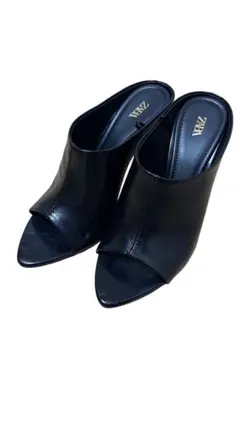 ZARA オープントゥヒール 黒　36のサムネイル