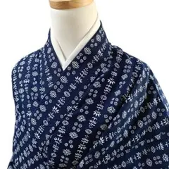K16 着物 浴衣 お祭り 綿 紺色 小花