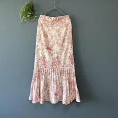 ★GRL［M］極美品　 スタイルUP　花柄プリーツ切替マーメイドスカート　ロング