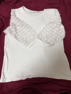 GLACIER フリル付きホワイトTシャツ Lサイズ