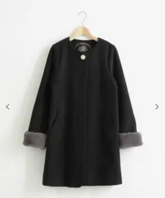 【美品】MAJESTIC LEGON ノーカラーコート 黒