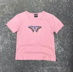 y2k Harley-Davidson 蝶々プリント Tシャツ ピンクのサムネイル