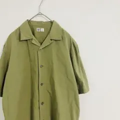 初期　美品　UNIQLO U 開襟 オープンカラーシャツ オリーブS