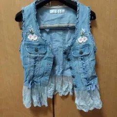 ピンクハウス刺繍デニムベスト
