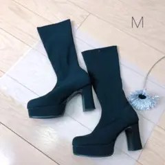 ブラック 高ヒール ロングブーツ Mサイズ