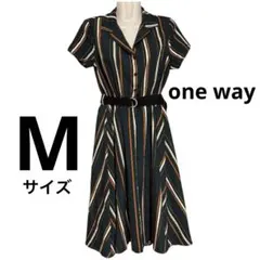 one way ストライプ 半袖シャツワンピース
