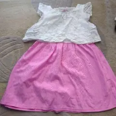 ノースリーブ　レース　ワンピース　ピンク　130