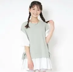 Lovetoxicレイヤード風半袖ブラウスM150ブルー