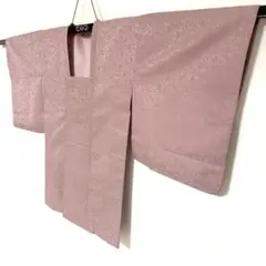 5k2722 道行コート　毛　袷　ピンク　花柄　和装コート　着物