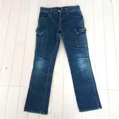 デニムブルー カーゴパンツ サイドポケット付き 140cm