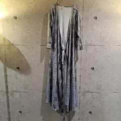 JYS ロングカーディガン 羽織 チェック 個性派 カシュクールワンピース