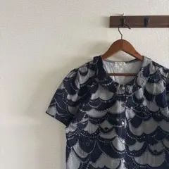 丸襟 半袖シャツ ブラウス コットン100% Lサイズのサムネイル