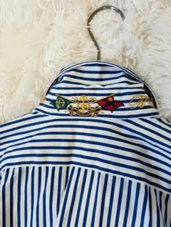 レア　ラルフローレン　ストライプ　刺繍　シャツ　RALPH LAUREN