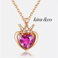 新品 ネックレス ペンダント CZダイヤモンド ルビー ハート 王冠 可愛い