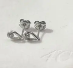 カナル4℃★ダイヤ付き★10金★ホワイトゴールド★ピアス★クリーニング済み