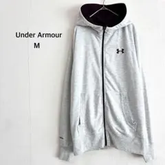アンダーアーマー≫パーカー M グレー パープル ジップアップ フード 背中ロゴ