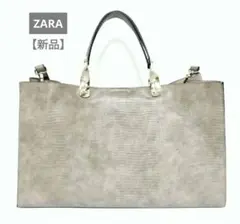 ZARA ザラ レディース トートバッグ ベージュ グレージュ レザーのサムネイル