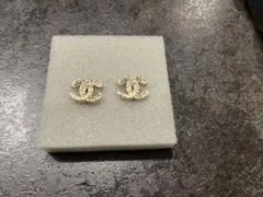 0236□ CHANEL ココマーク フェイクパール ピアス ピンクゴールド