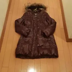 ユニクロUNIQLOダークブラウンダウンロングコートS150サイズ