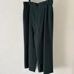 ダークグリーン ストレートパンツ ゴムウエスト