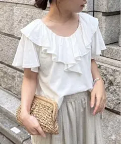 【新品未使用】RANAN ラナン【接触冷感】ビックフリルカラーTシャツのサムネイル