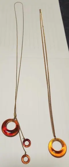ネックレス 2点セット べっ甲風 サークルモチーフ ゴールドカラー