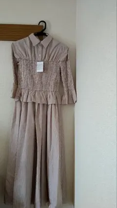 ストライプ長袖シャツワンピース Sサイズ