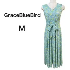 美品 GraceBlueBird ハワイアン 花柄ロングワンピース M カップ付のサムネイル