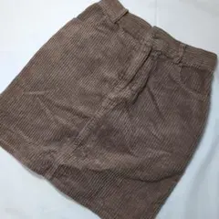 コーデュロイ ミニスカート ブラウン ウエストゴム